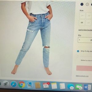 Free people Levi jeans 501
